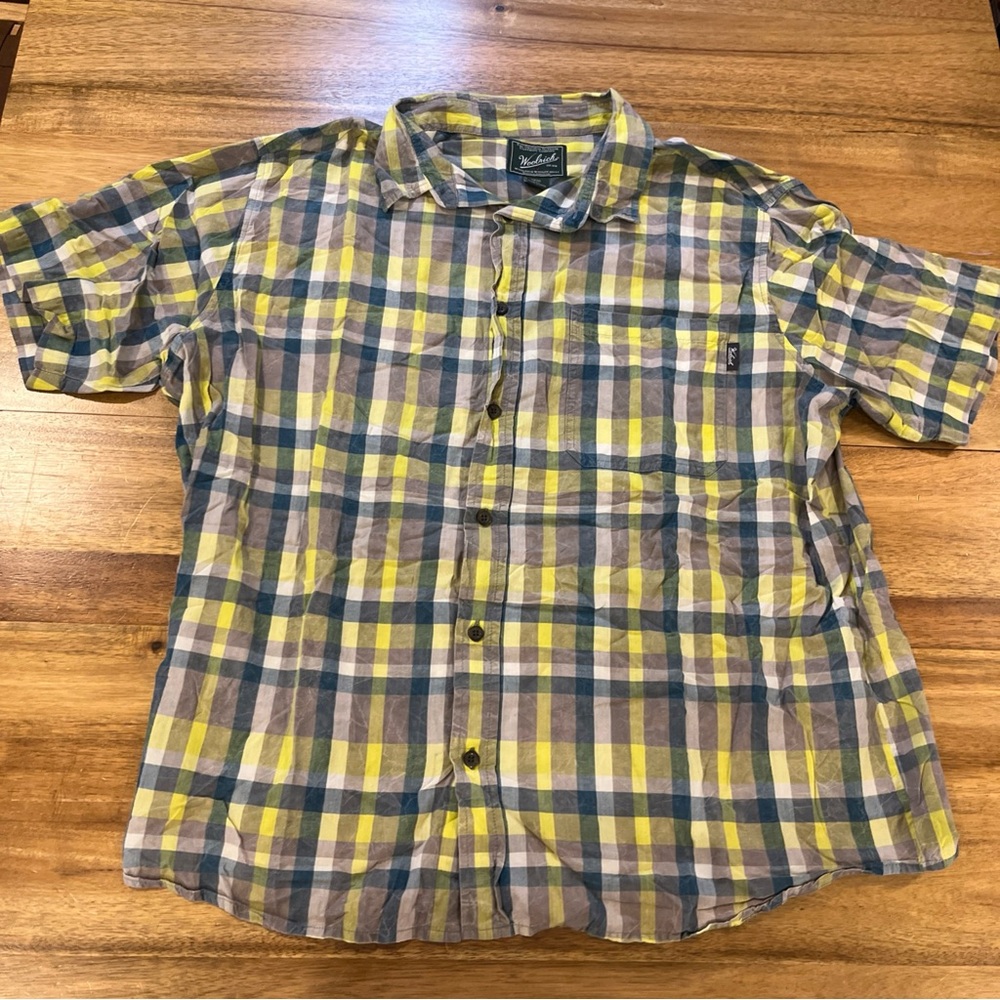 Woolrich Mens Short Sleeve Button Down Shirt XXL Multicolor Plaid Cotton